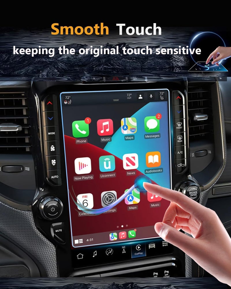 VIAROOM Screen Protector for Dodge Ram 1500 2019-2025,Tempered Glass Protective Film For Ram 2500/3500 2025 2024 2023 2022 LARAMIE LIMITED Accessories- 12 inch - Image 3